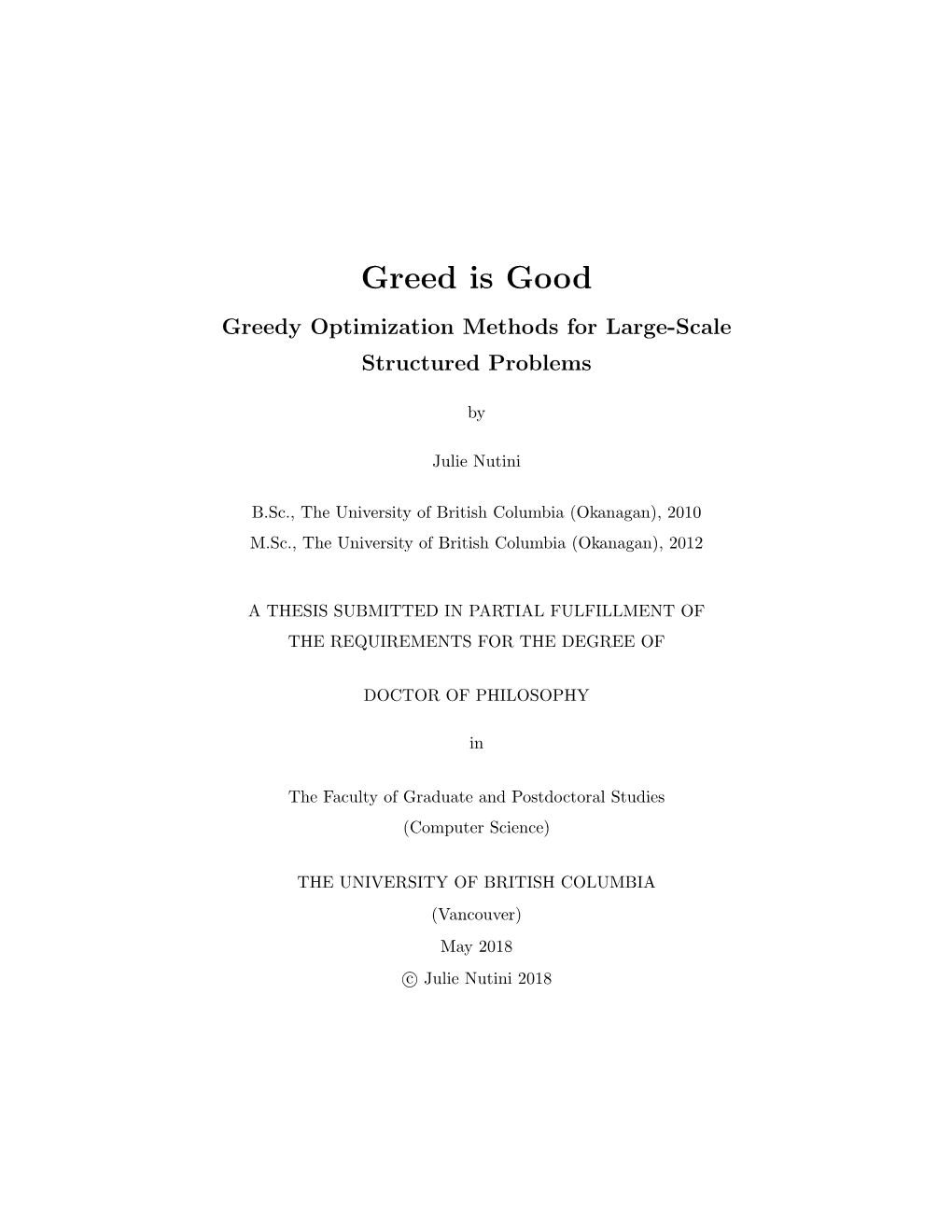 Greed Is Good Greedy Optimization Methods for Large-Scale Structured Problems