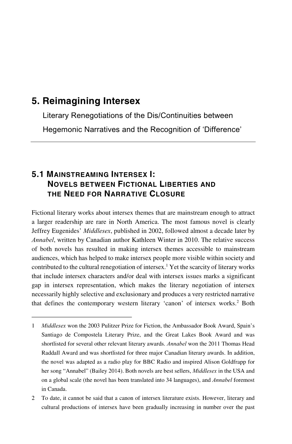 5. Reimagining Intersex Literary Renegotiations of the Dis/Continuities Between Hegemonic Narratives and the Recognition of ‘Difference’