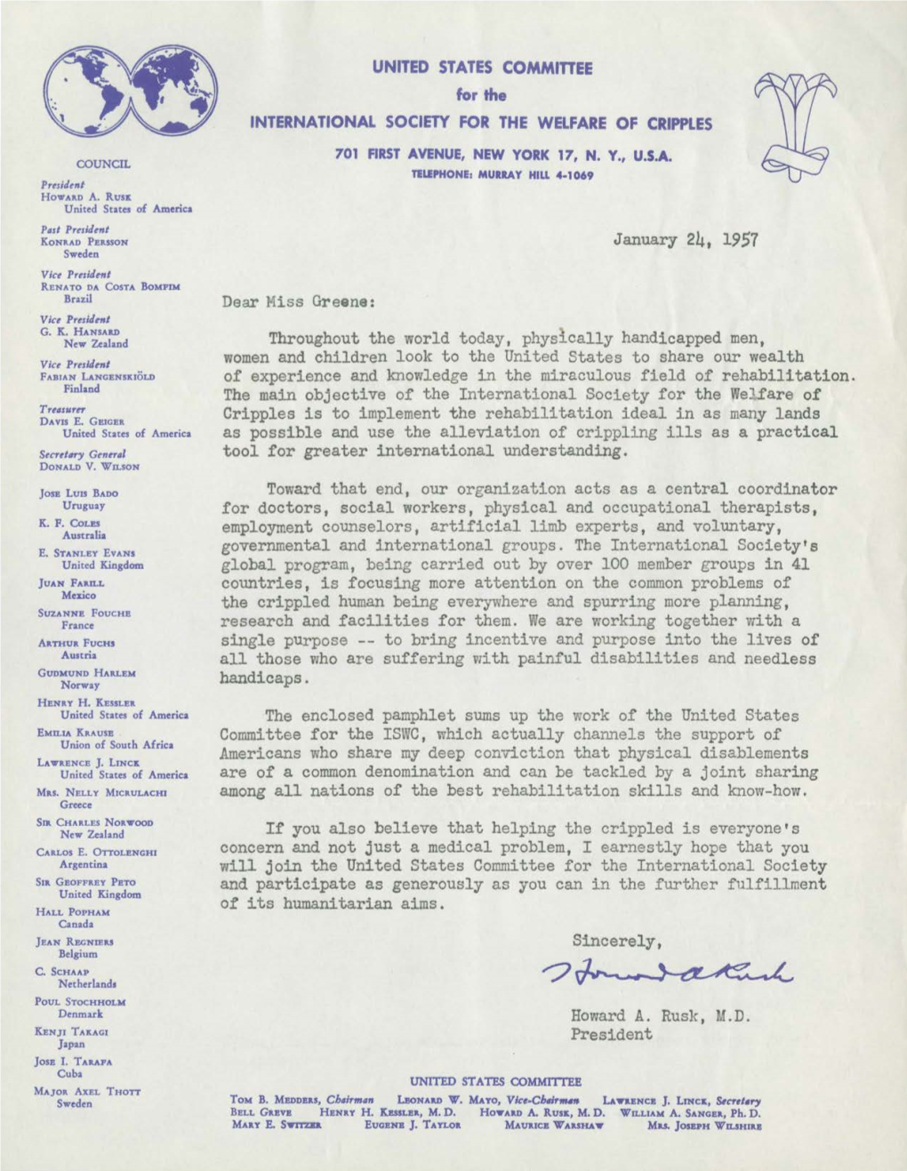 Letter, January 24, 1957