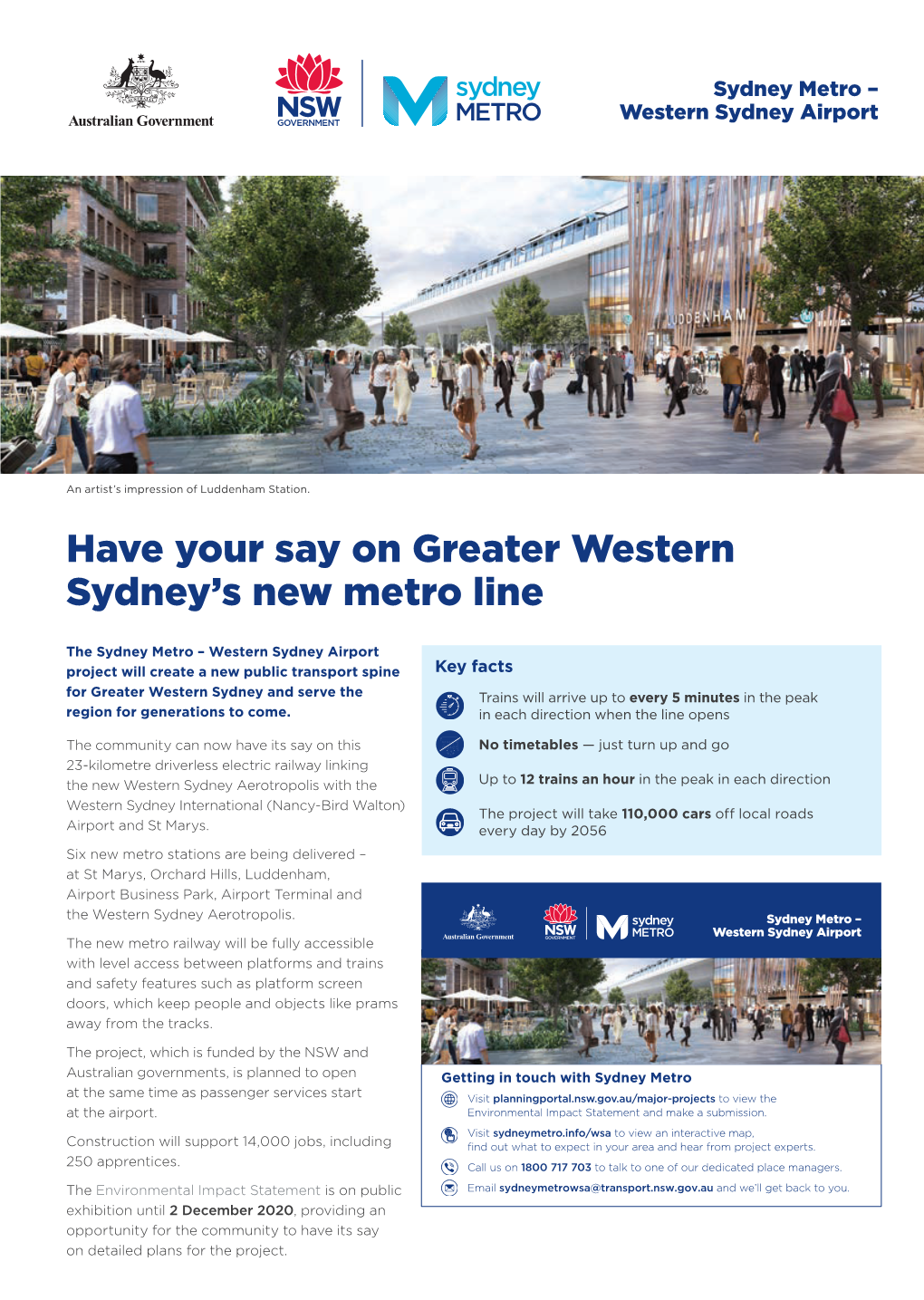 Have Your Say on Greater Western Sydney's New Metro Line