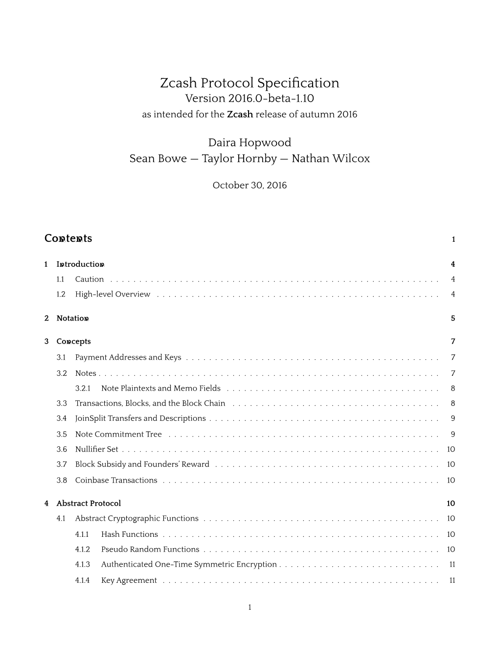 Zcash Protocol Speci Cation