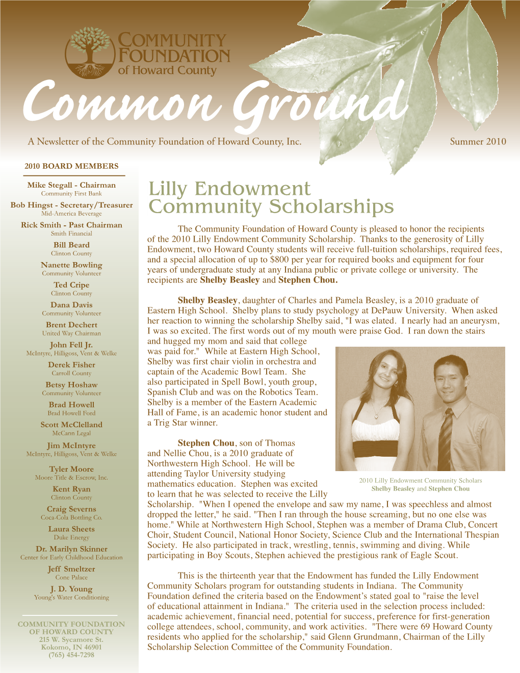 Lilly Endowment Community Scholarships