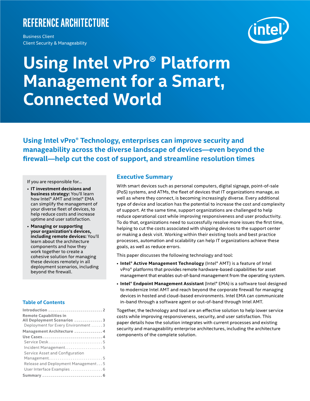 Intel Vpro® Platform Management for a Smart, Connected World