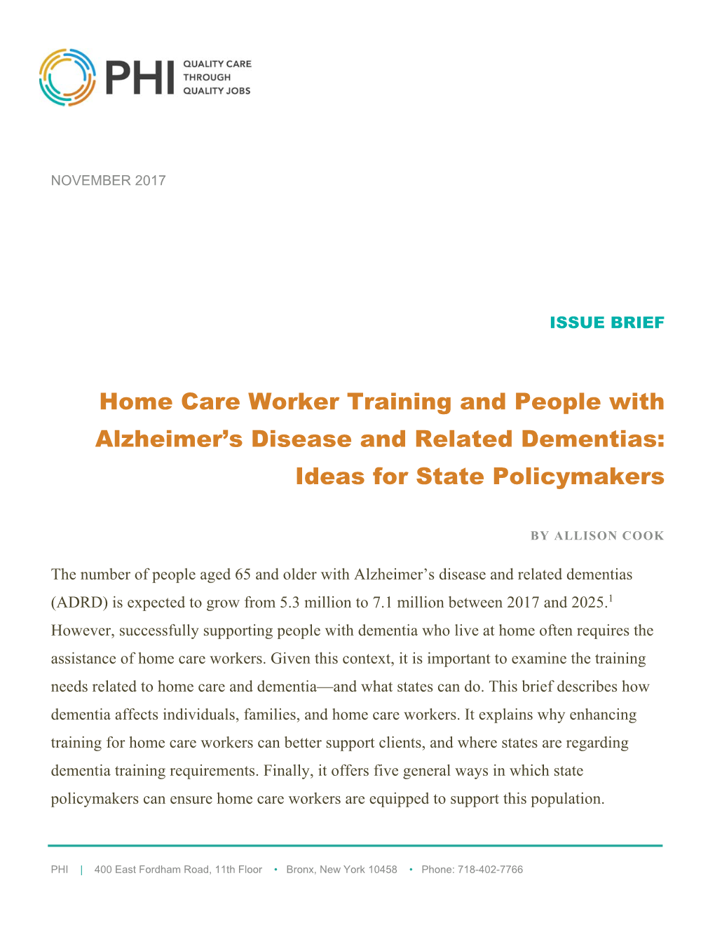 Home Care Worker Training and People with Alzheimer's