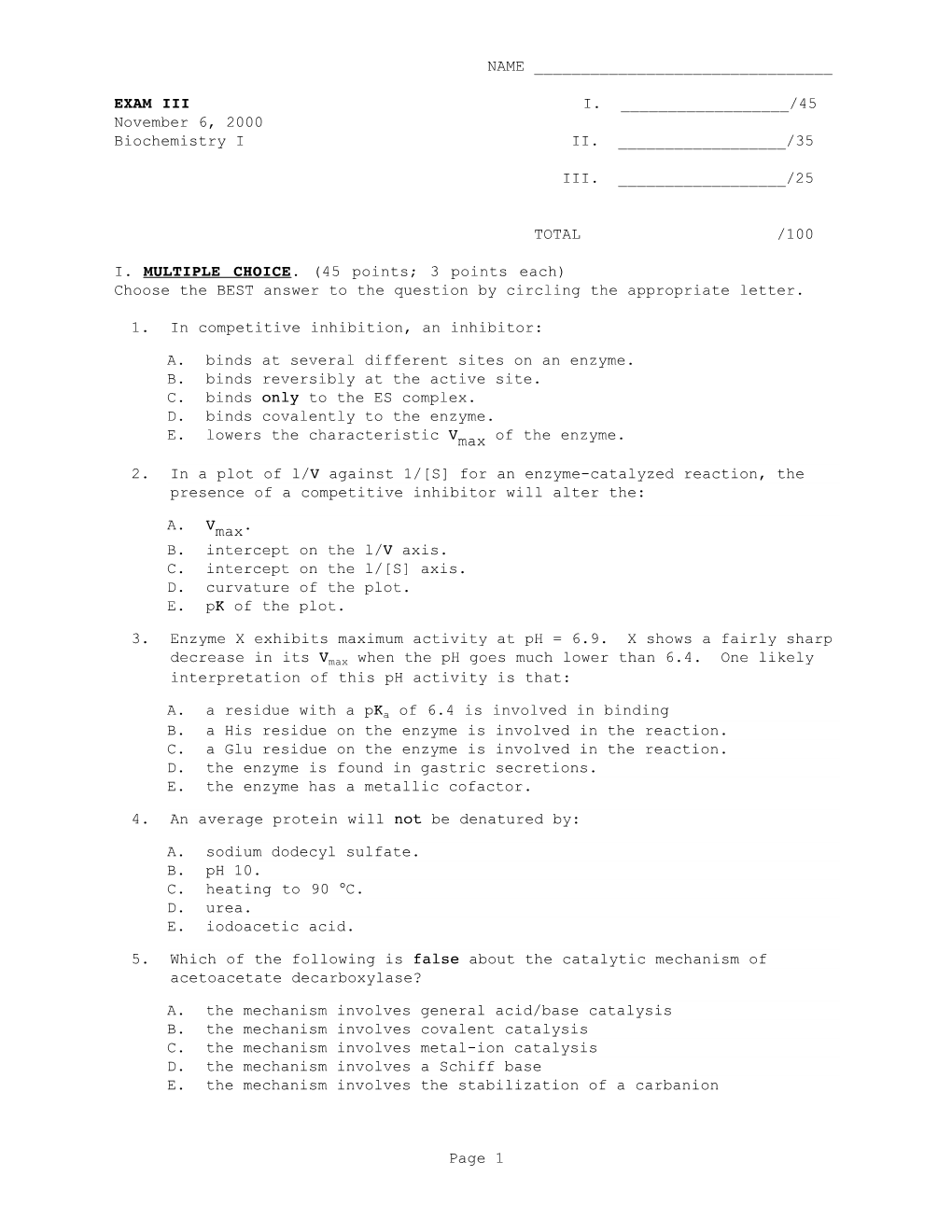 Chapter 6: an Introduction to Proteins