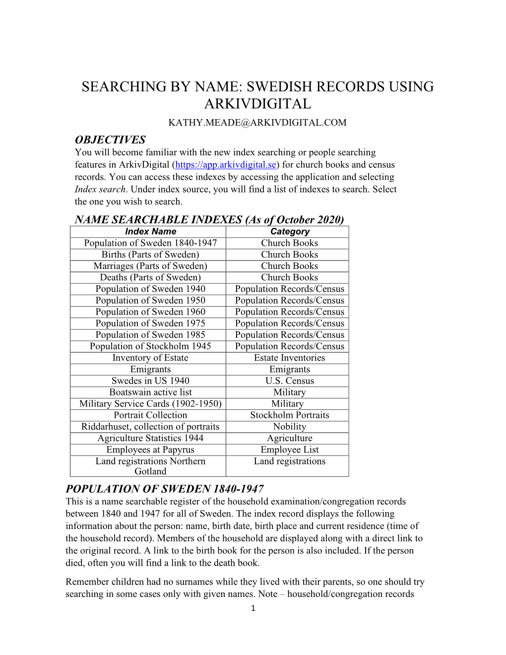 Searching by Name: Swedish Records Using Arkivdigital