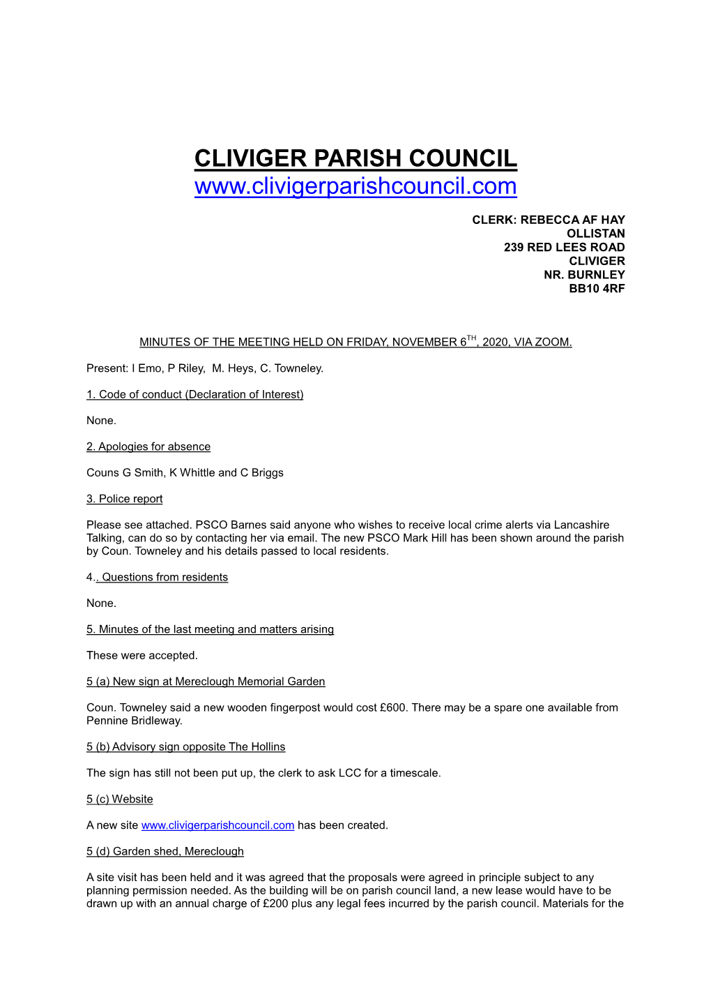 Cliviger Parish Council