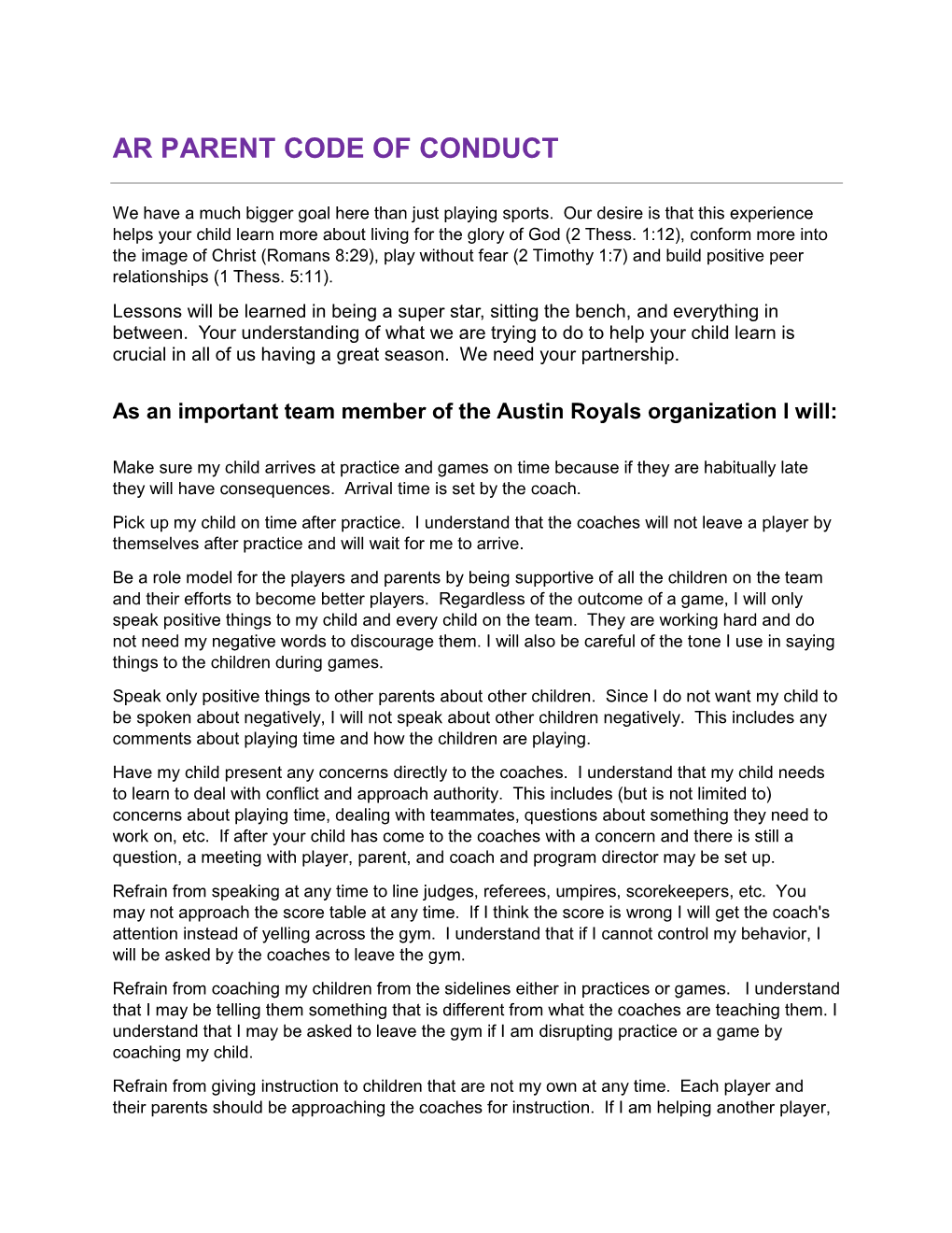 Ar Parent Code of Conduct