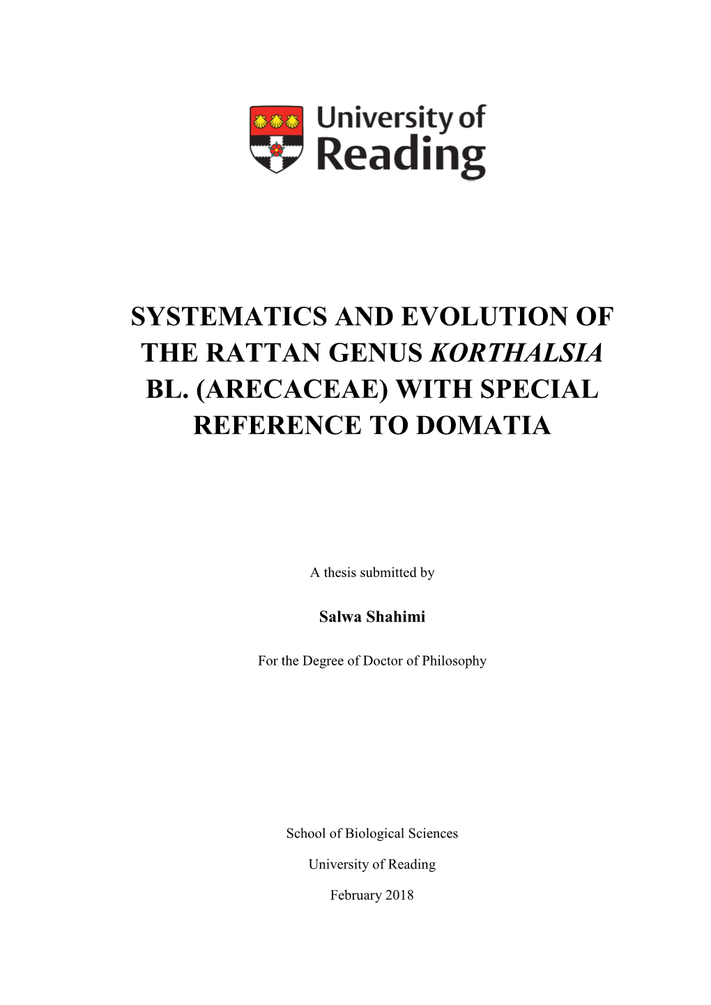 Systematics and Evolution of the Rattan Genus Korthalsia Bl