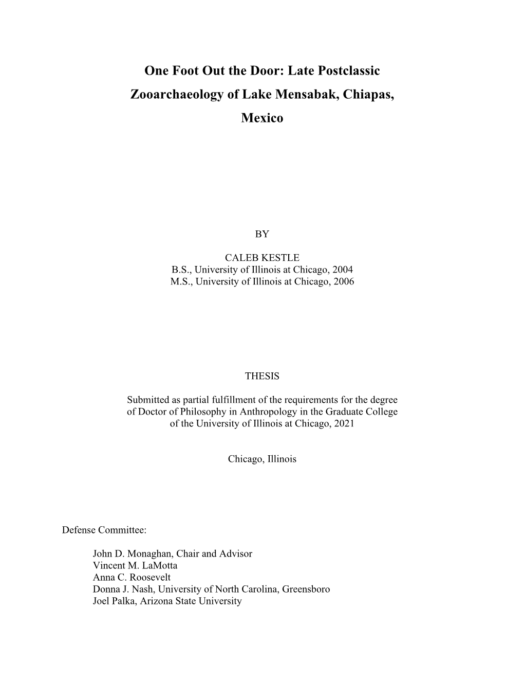 Late Postclassic Zooarchaeology of Lake Mensabak, Chiapas, Mexico