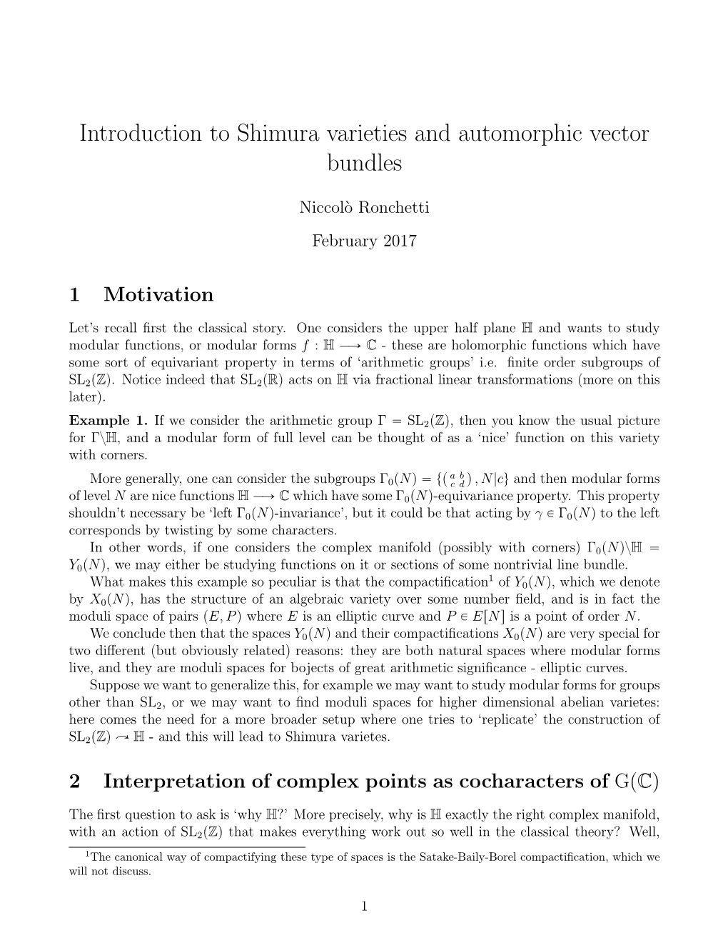 Introduction to Shimura Varieties and Automorphic Vector Bundles