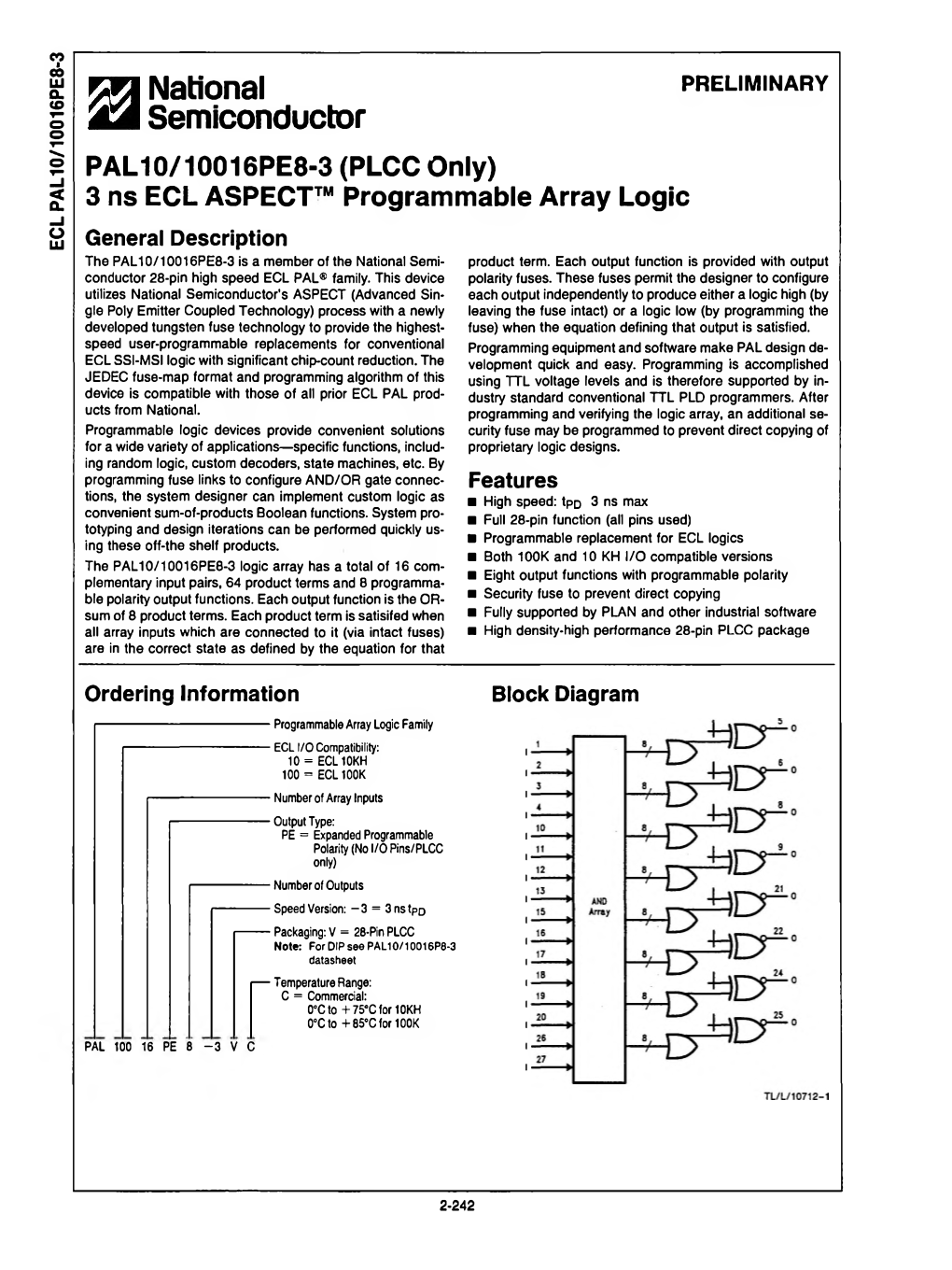 National Semiconductor Sales Lead Temperature Office/Distributors for Availability and Specifications