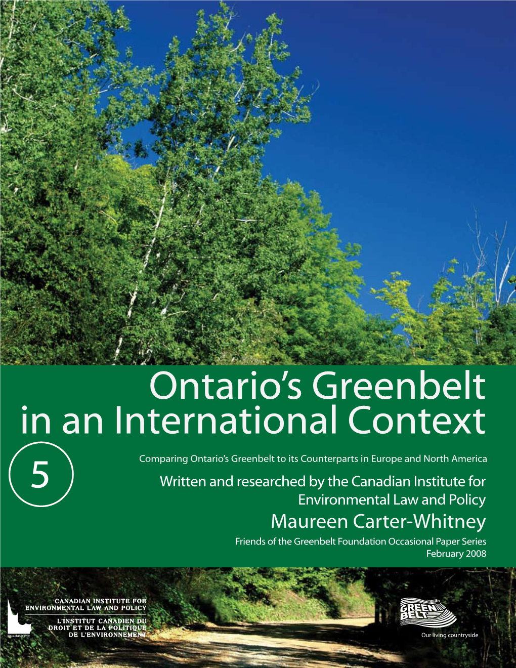 Ontario's Greenbelt in an International Context 5