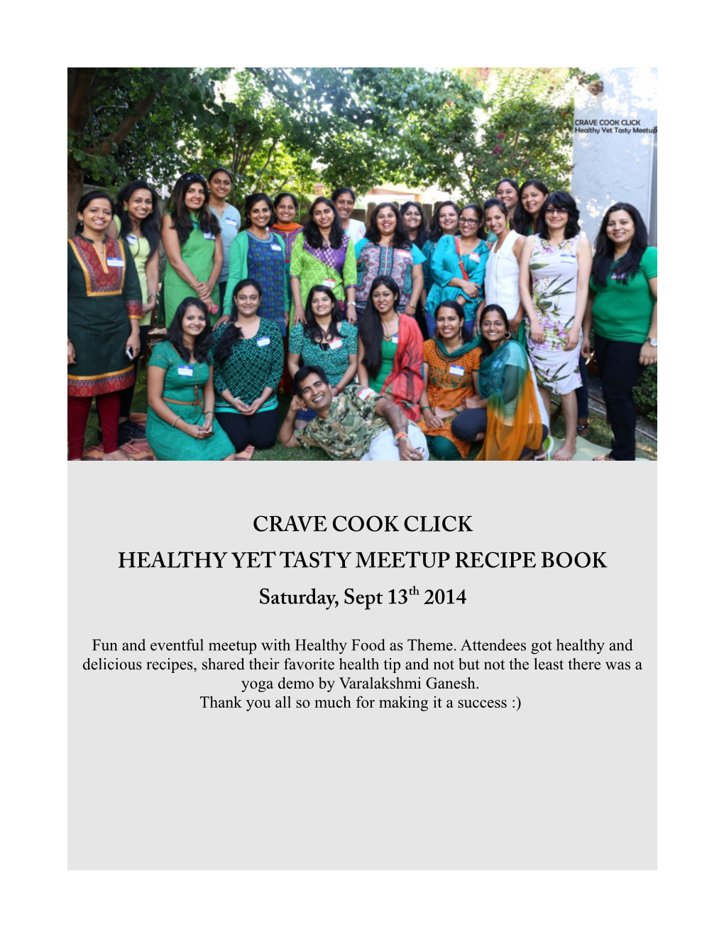 CRAVE COOK CLICK HEALTHY YET TASTY MEETUP RECIPE BOOK Th Saturday, Sept 13 2014