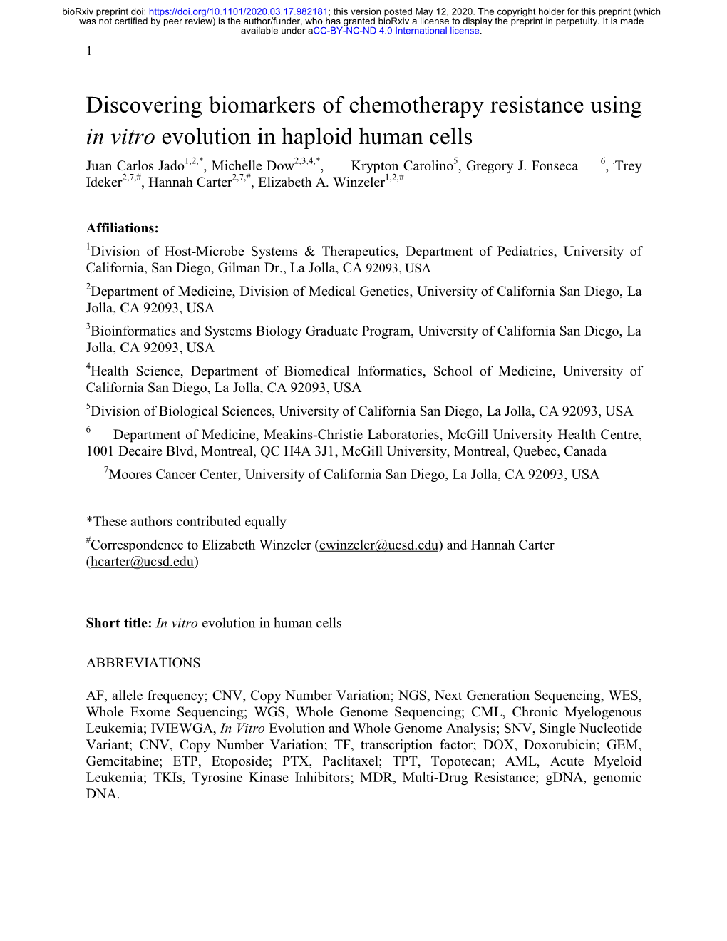 Discovering Biomarkers of Chemotherapy Resistance Using In