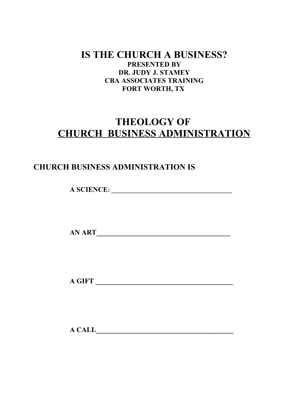 Is the Church a Business