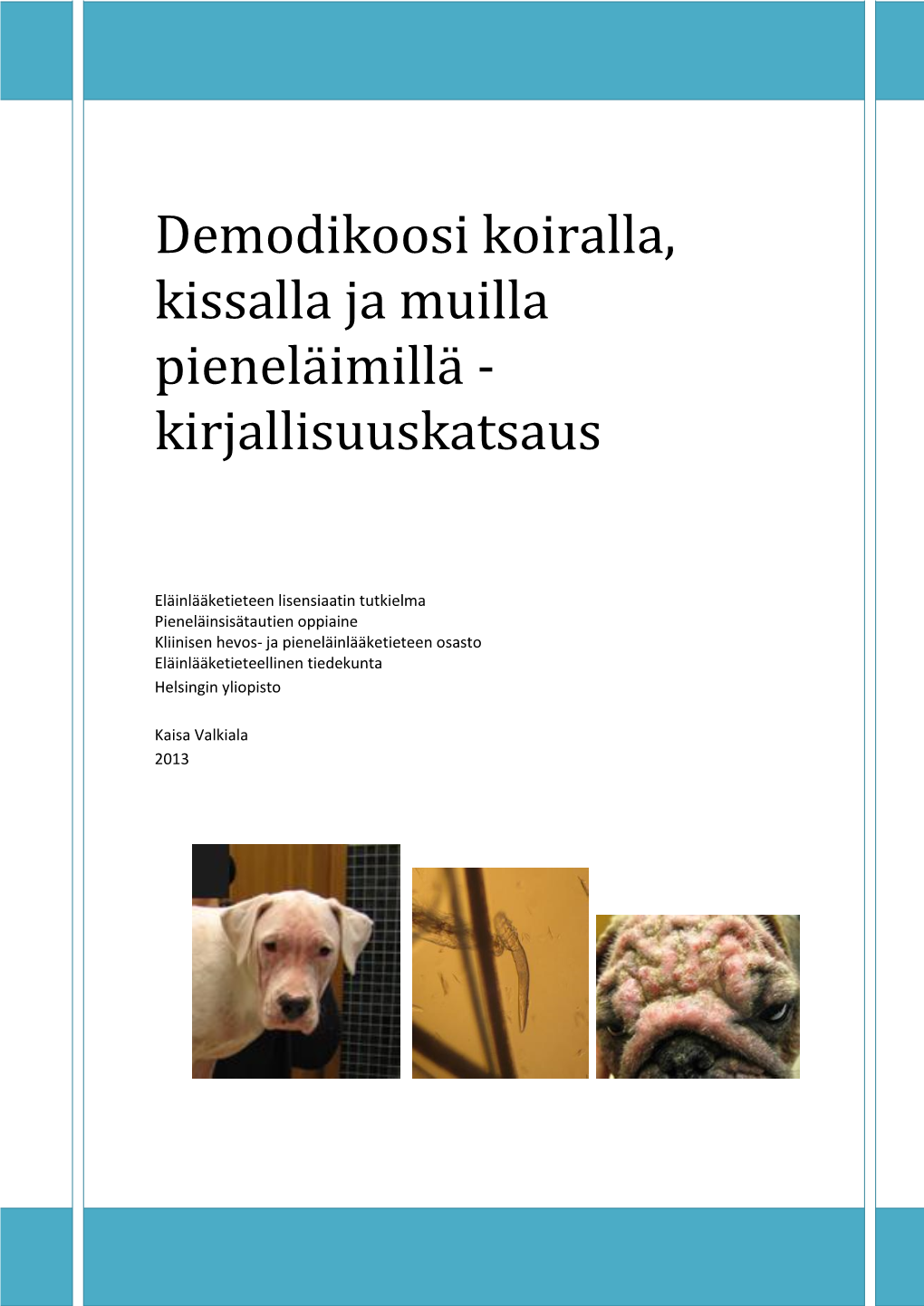 Demodikoosi Koiralla, Kissalla Ja Muilla Pieneläimillä - Kirjallisuuskatsaus