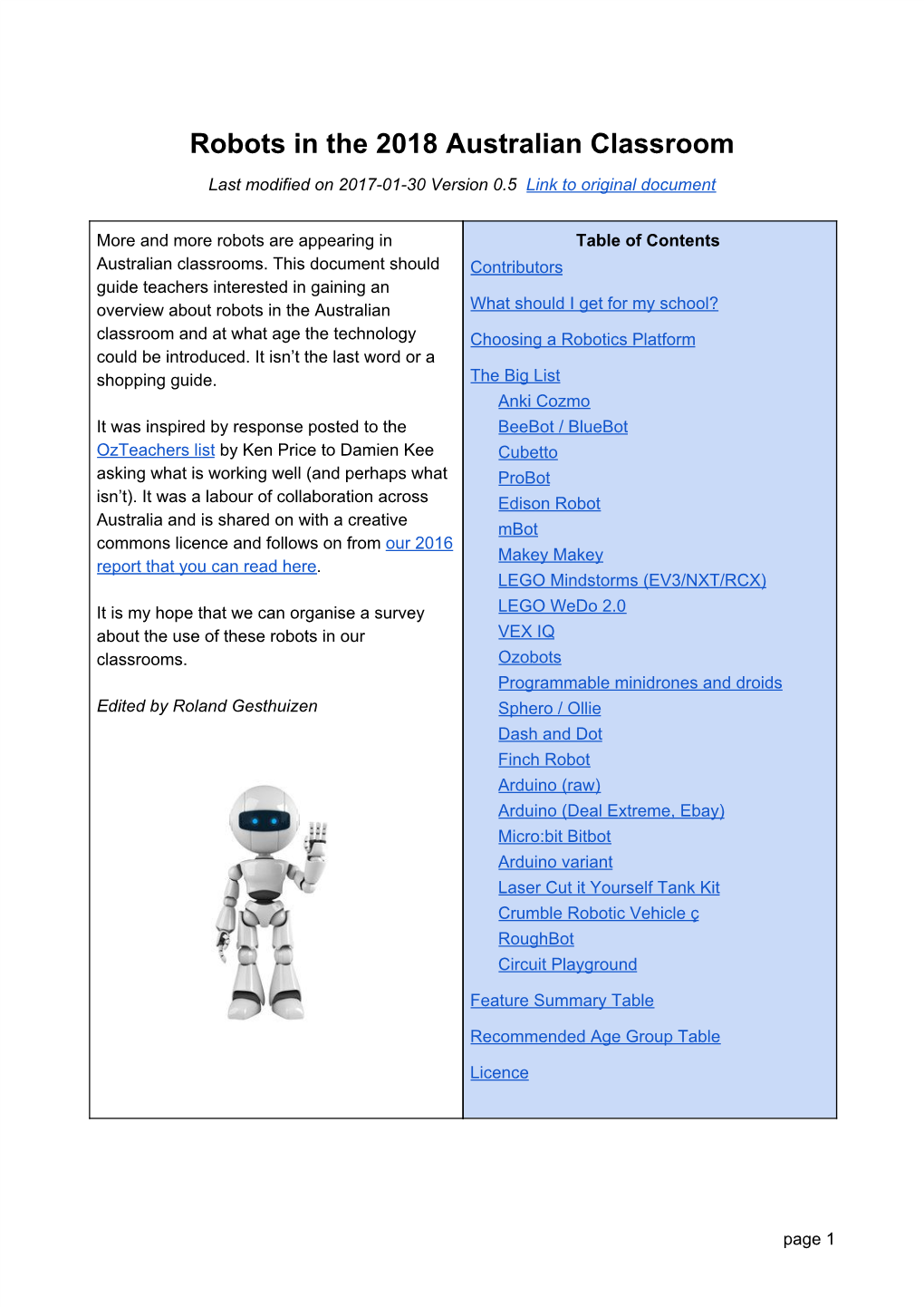 Robots in the 2018 Australian Classroom