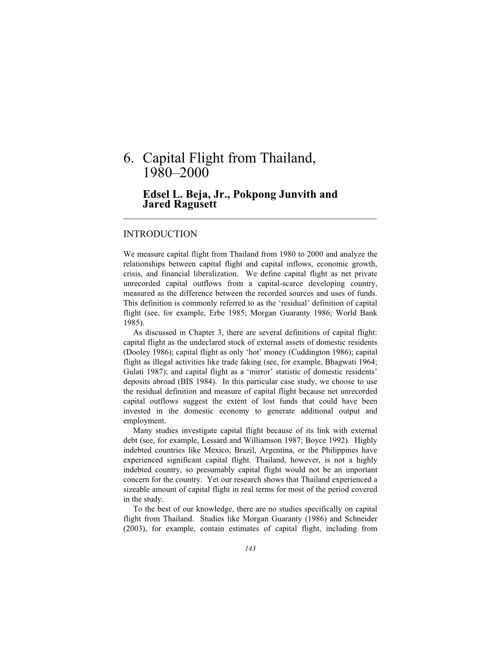 6. Capital Flight from Thailand, 1980–2000