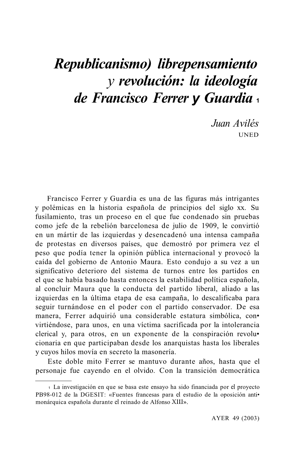 Republicanismo) Librepensamiento Y Revolución: La Ideología De