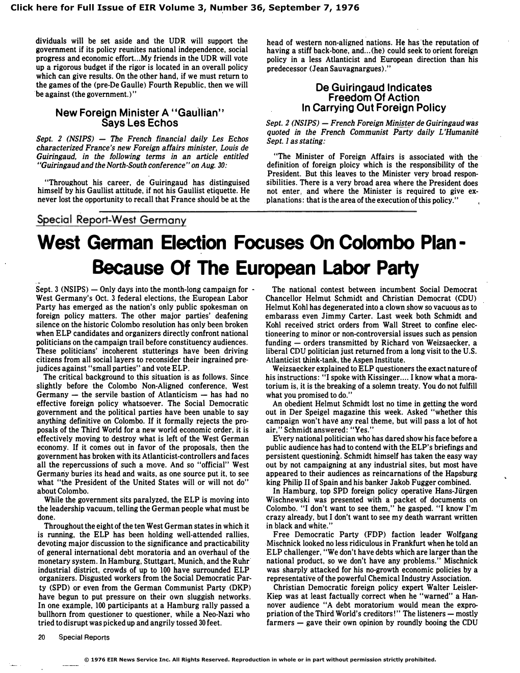 West German Election Focuses on Colombo Plan—Because of The