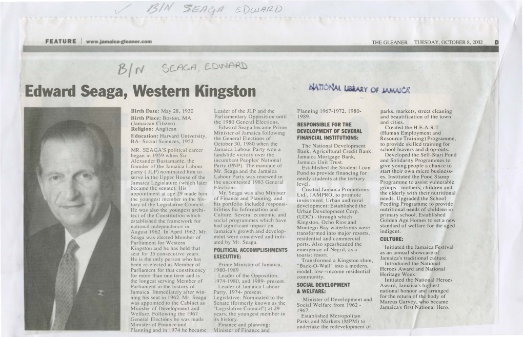 Edward Seaga, Western Kingston