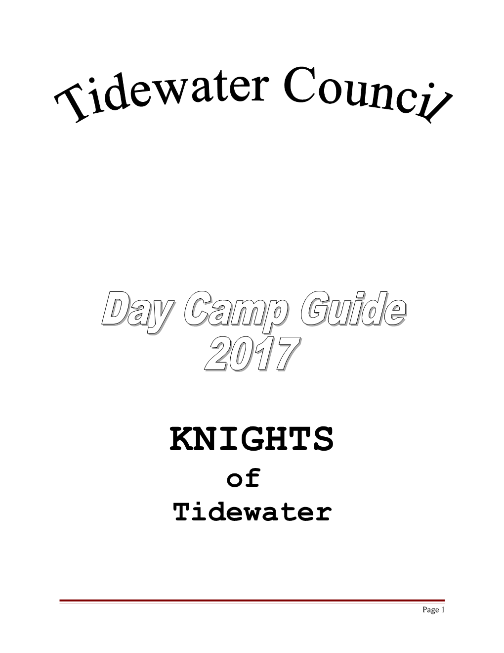 Tidewater TIDEWATER COUNCIL - DAY CAMP GUIDE