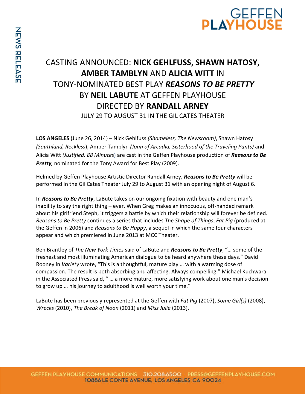 Casting Announced: Nick Gehlfuss, Shawn Hatosy