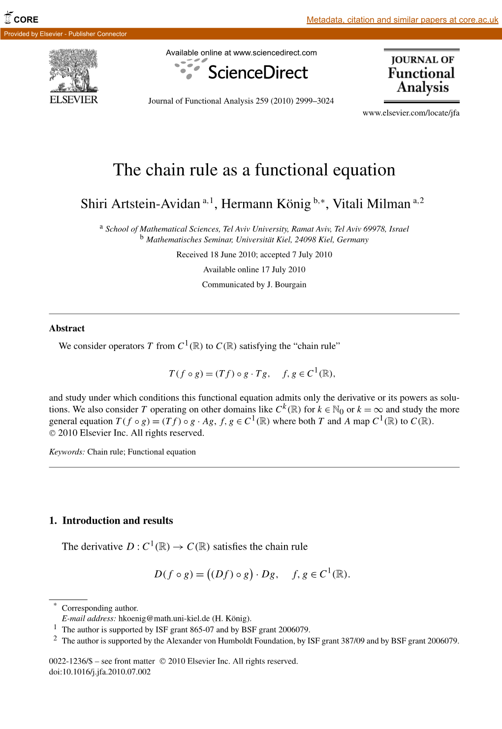 The Chain Rule As a Functional Equation