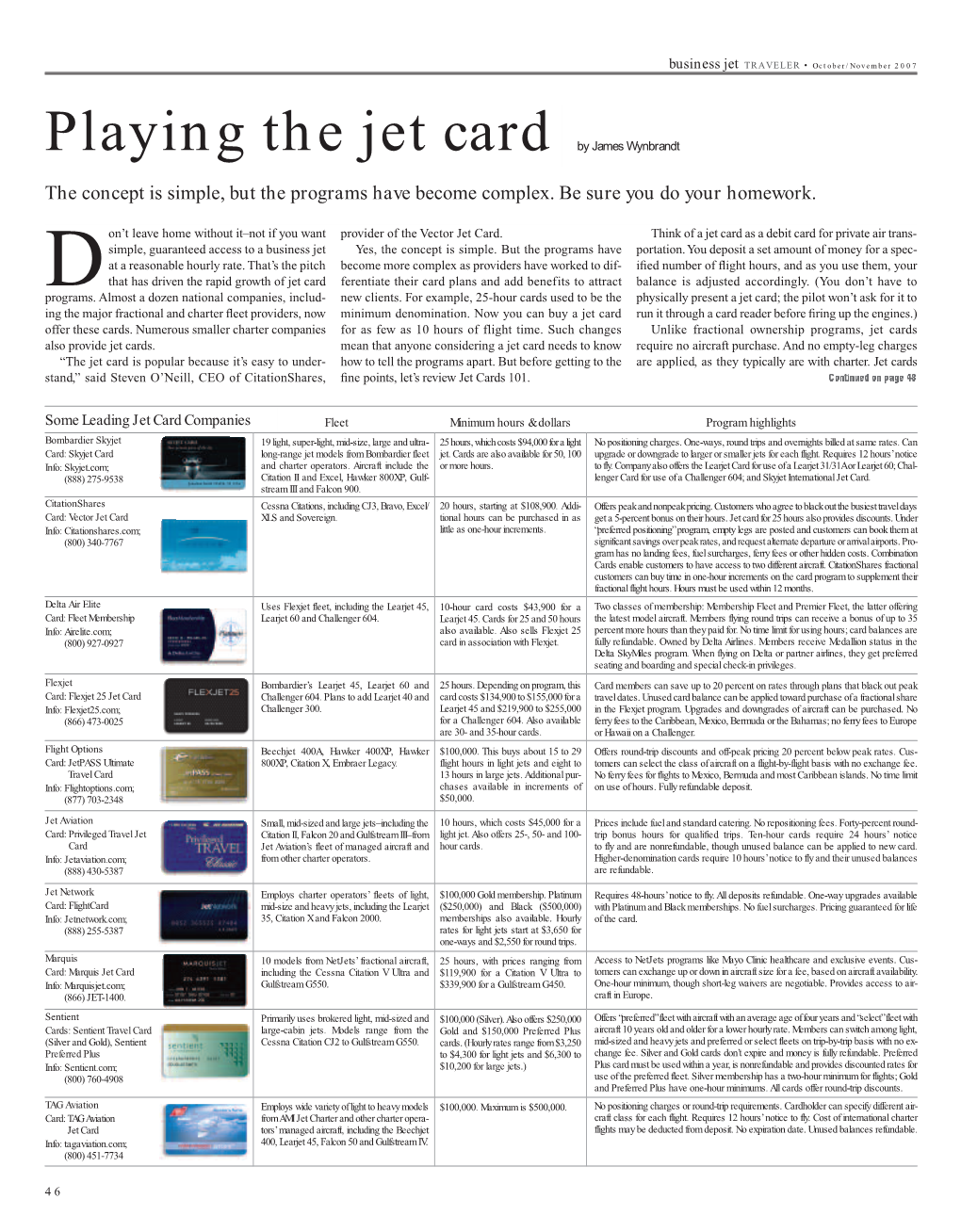Playing the Jet Card by James Wynbrandt the Concept Is Simple, but the Programs Have Become Complex