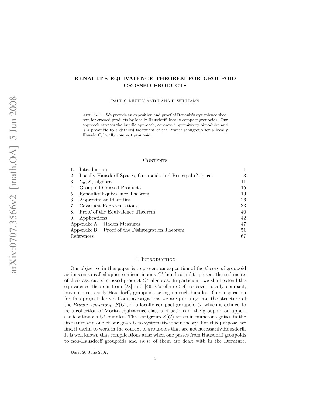 Renault's Equivalence Theorem for Groupoid Crossed Products