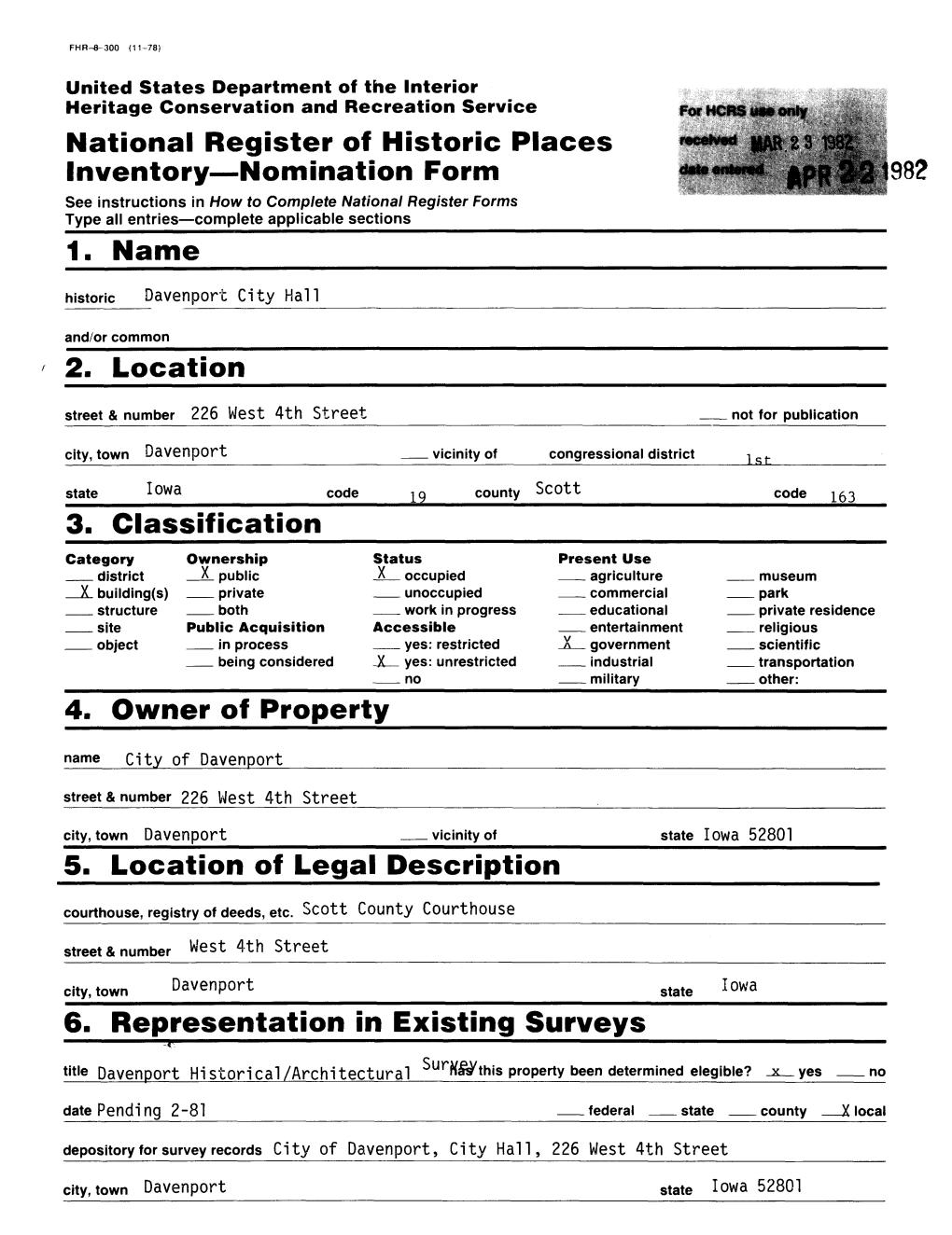 National Register of Historic Places Inventory—Nomination Form 1