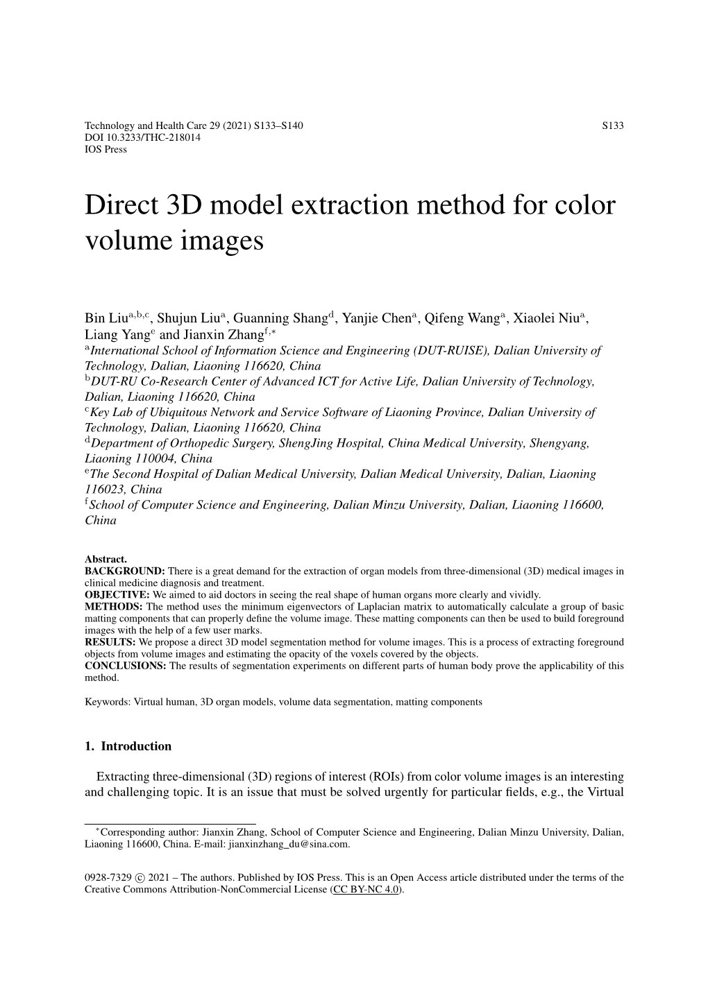 Direct 3D Model Extraction Method for Color Volume Images