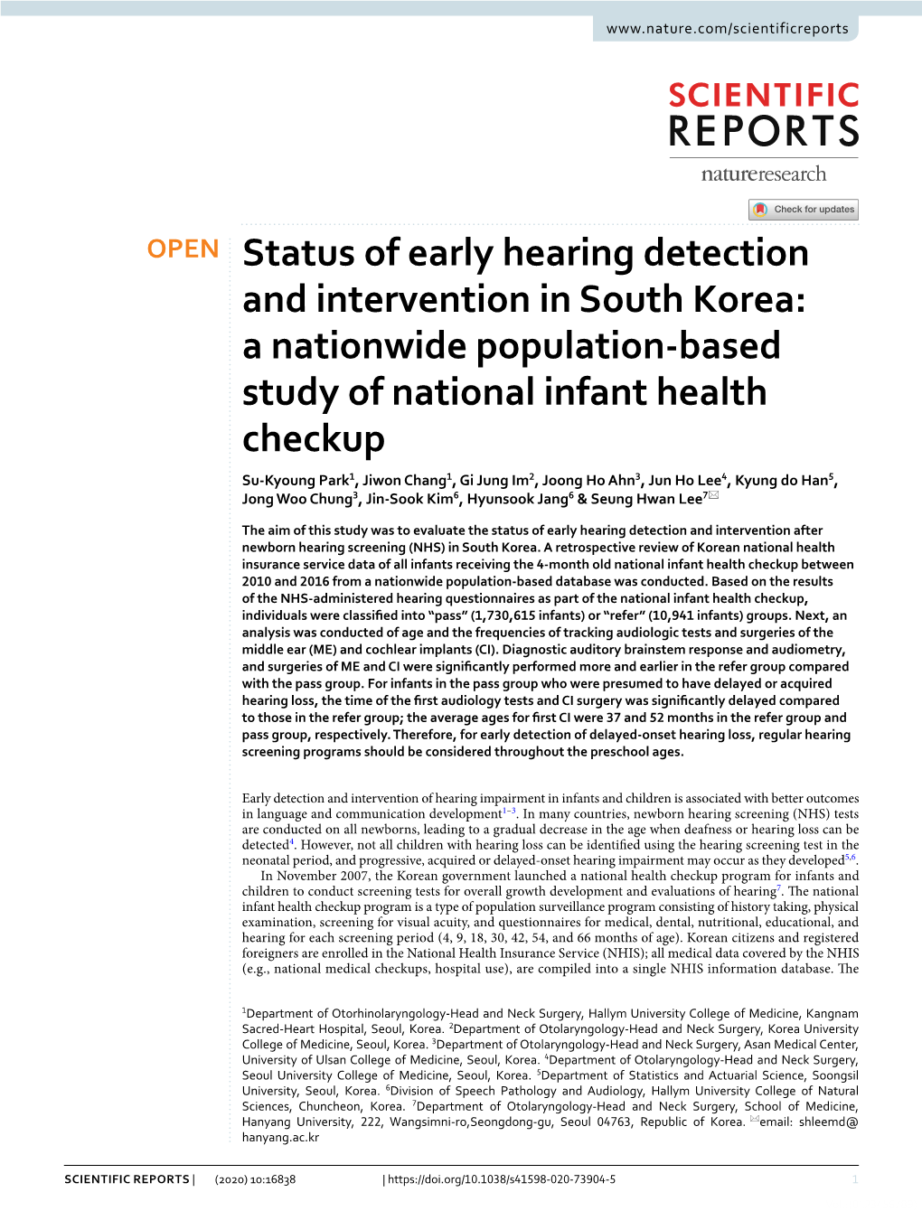 Status of Early Hearing Detection and Intervention in South Korea: A