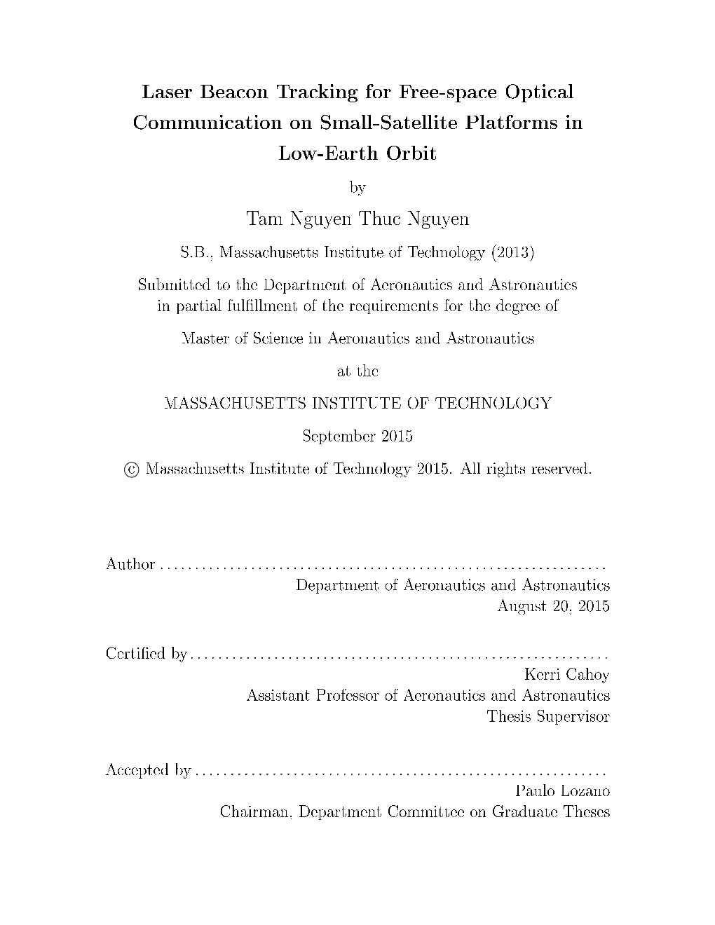 Laser Beacon Tracking for Free-Space Optical Communication