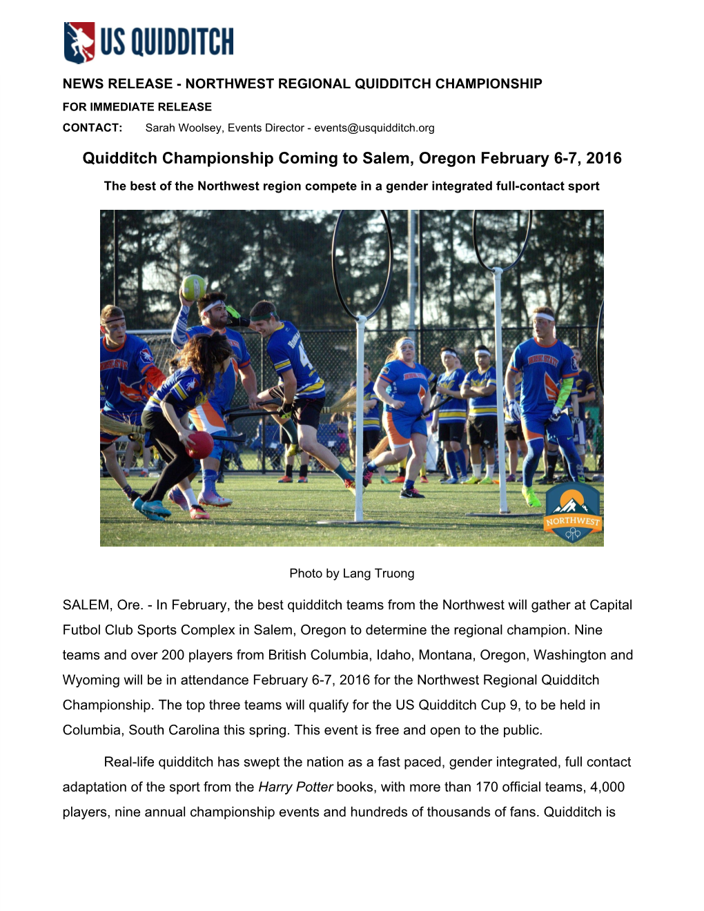 Quidditch Championship Coming to Salem, Oregon February 67, 2016