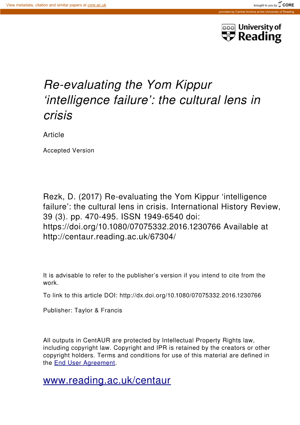 Reevaluating the Yom Kippur 'Intelligence Failure'