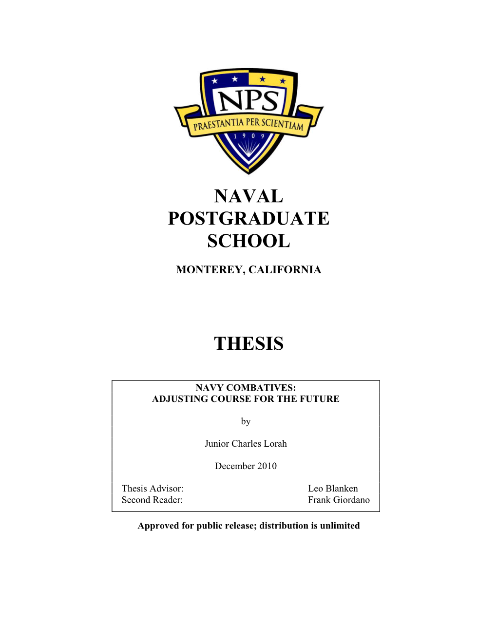 Naval Postgraduate School Thesis