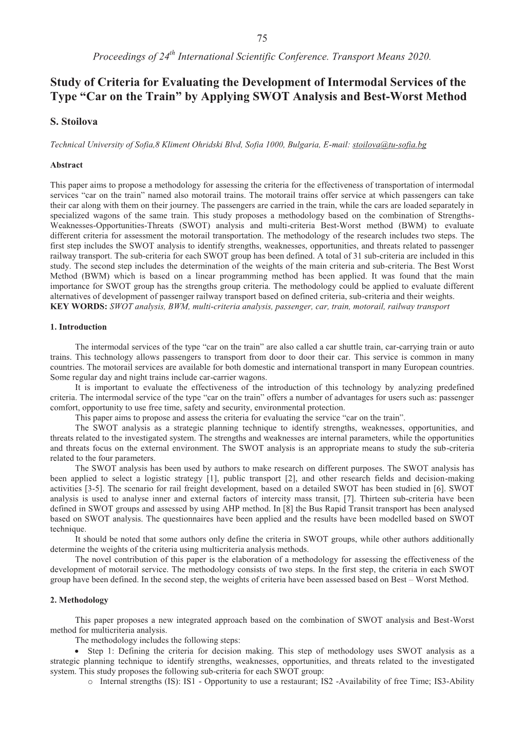 “Car on the Train” by Applying SWOT Analysis and Best-Worst Method