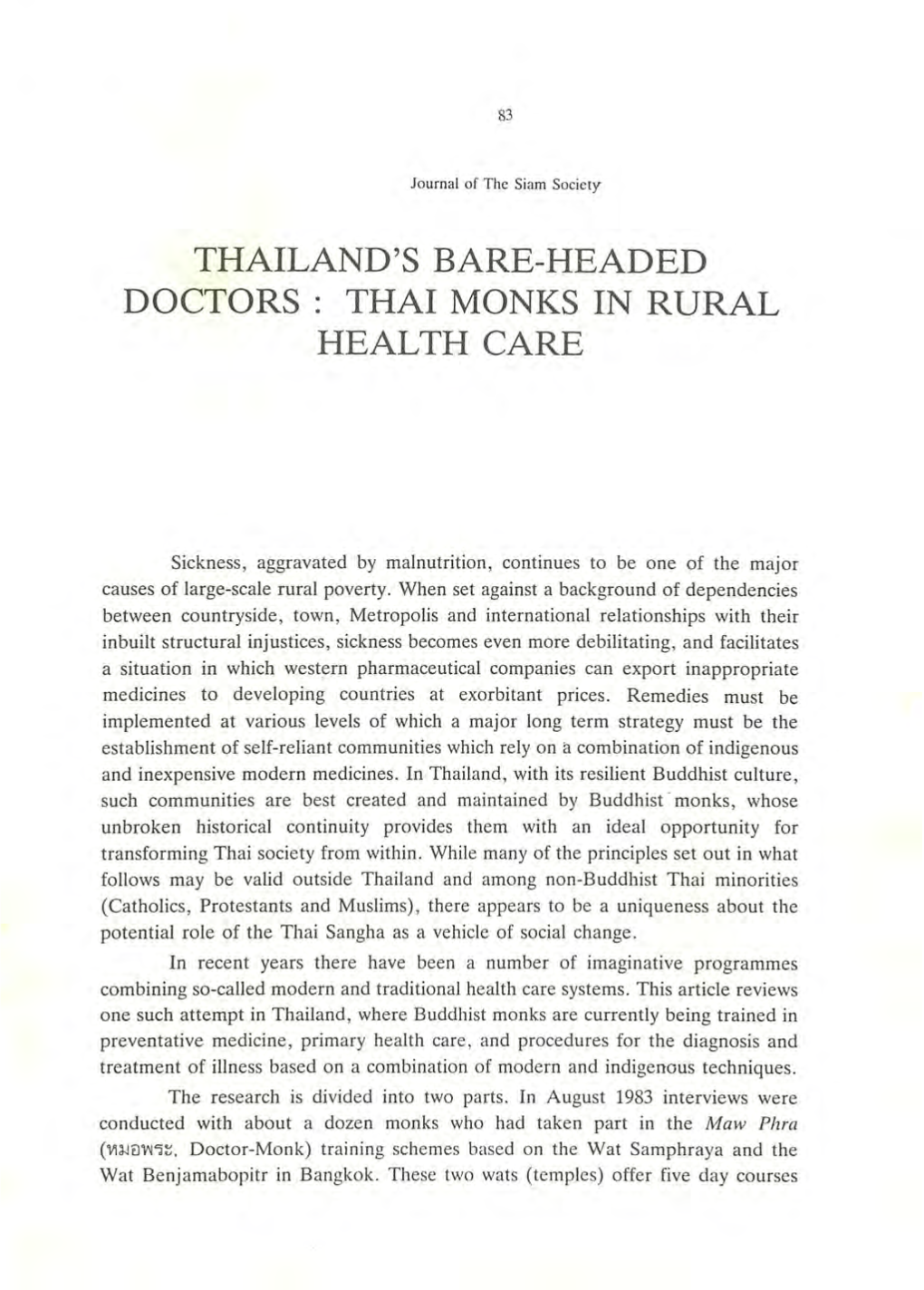 Thai Monks in Rural Health Care