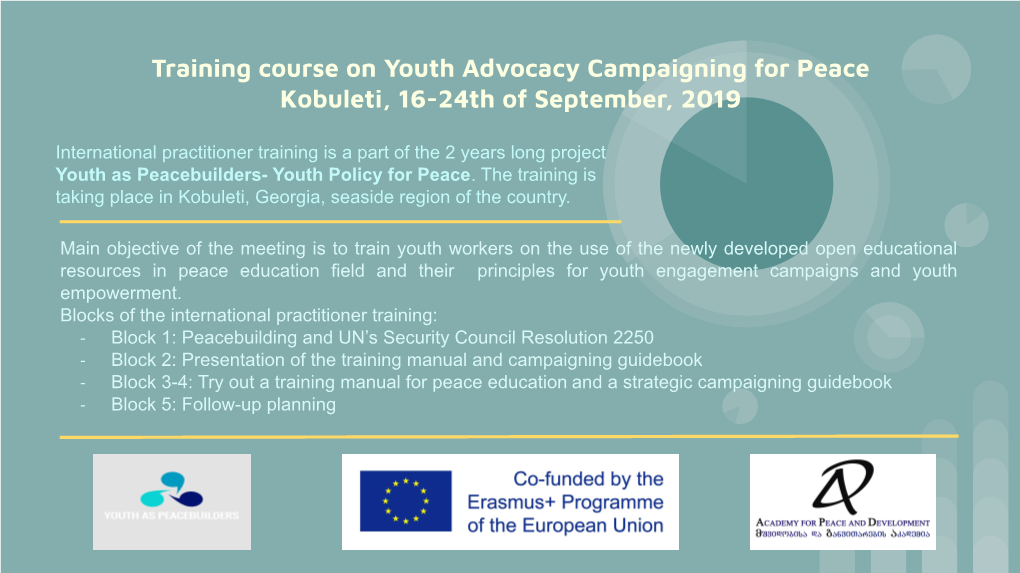 Training Course on Youth Advocacy Campaigning for Peace Kobuleti, 16-24Th of September, 2019