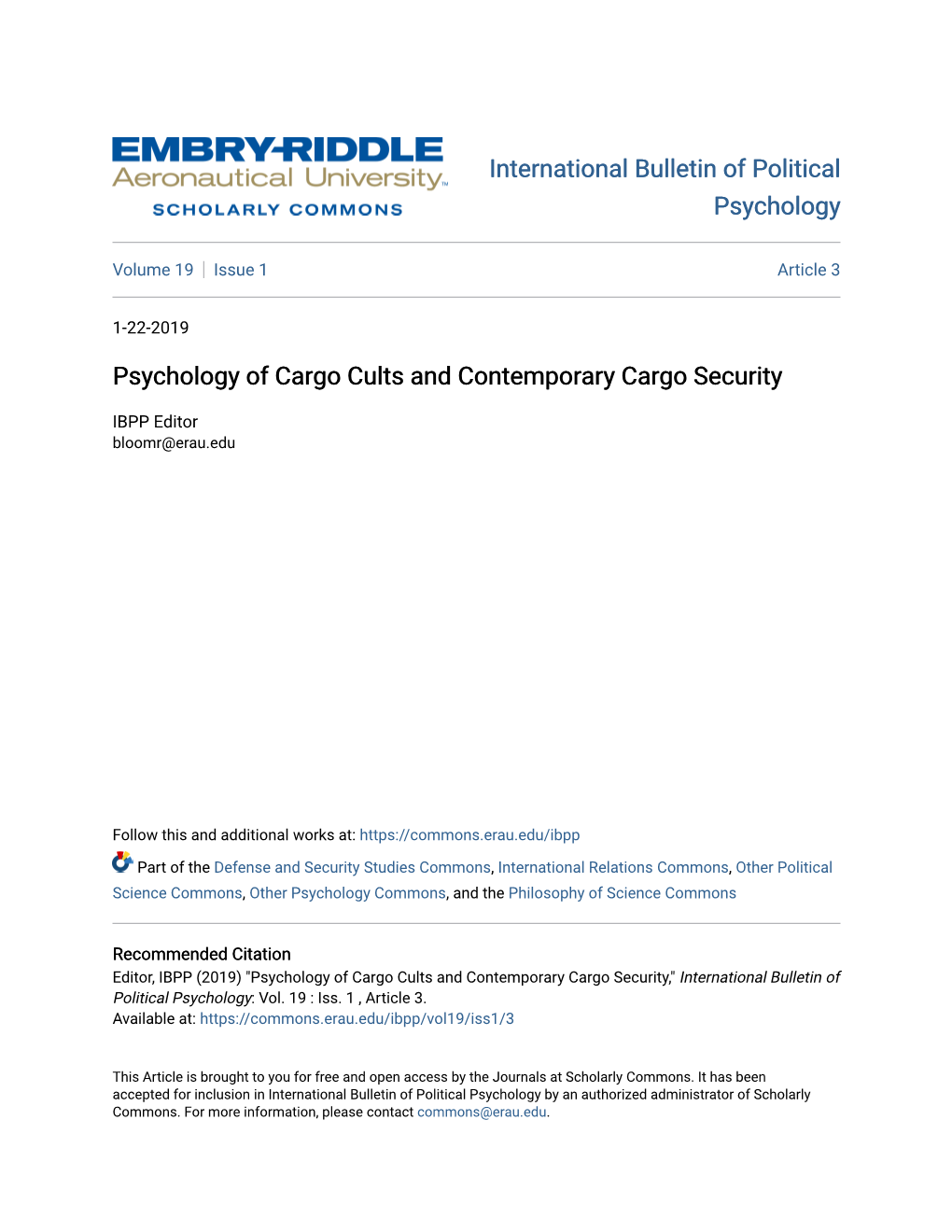 Psychology of Cargo Cults and Contemporary Cargo Security