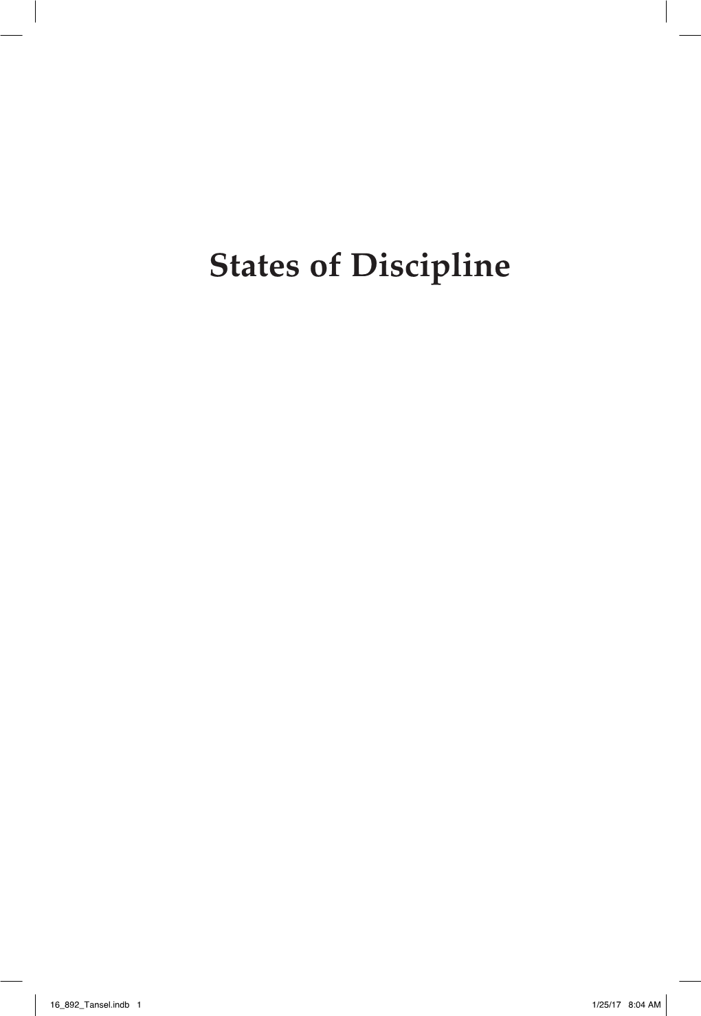 States of Discipline