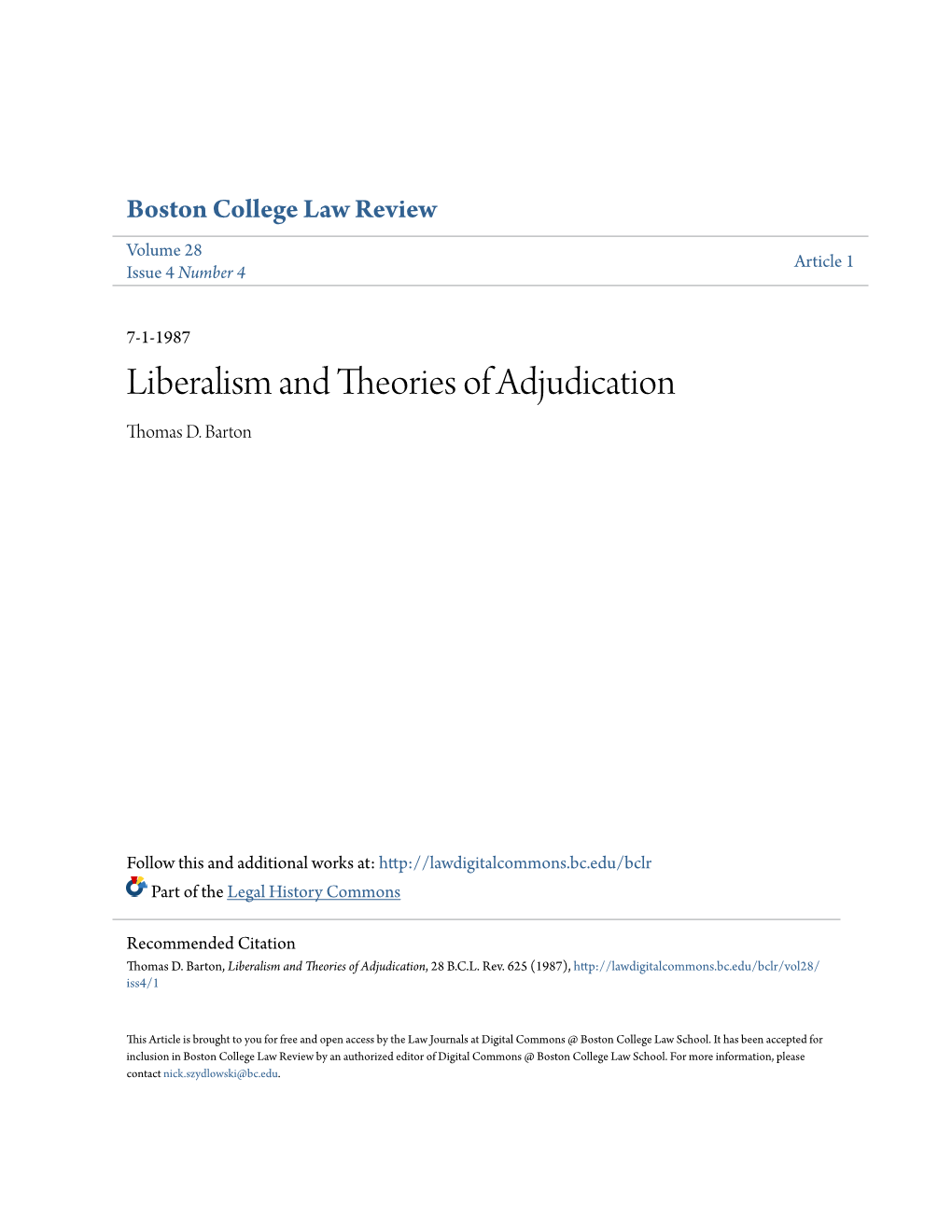 Liberalism and Theories of Adjudication Thomas D