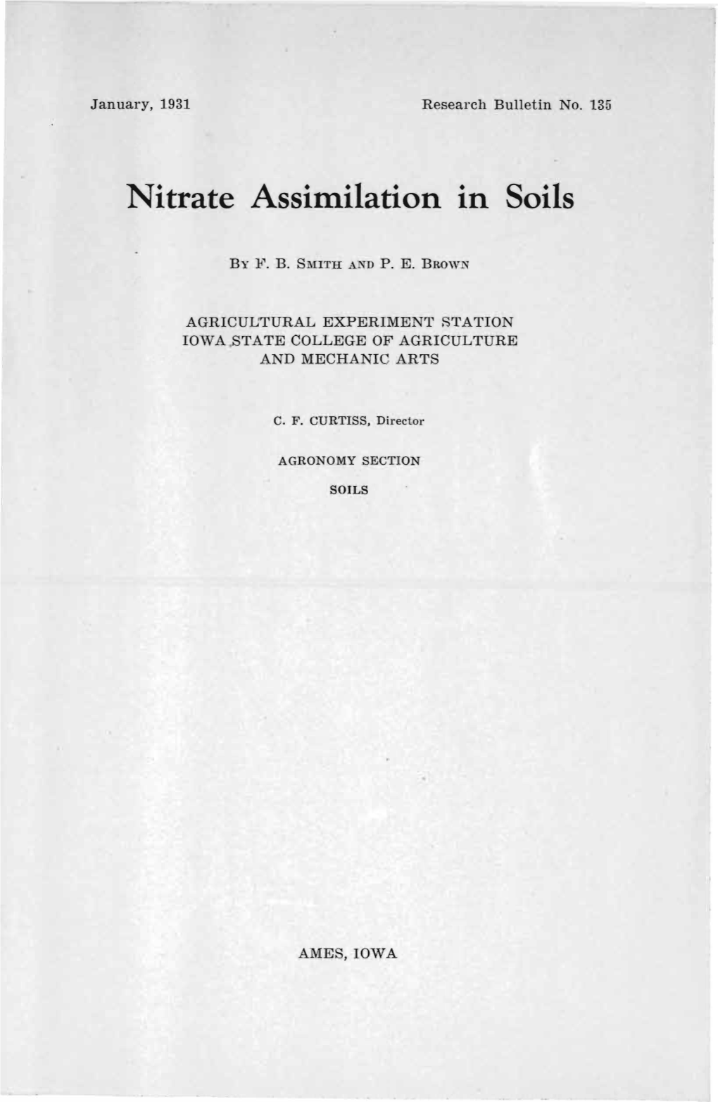 Nitrate Assimilation in Soils