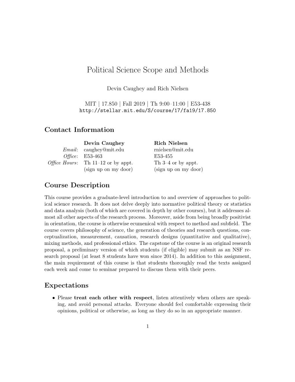 Political Science Scope and Methods