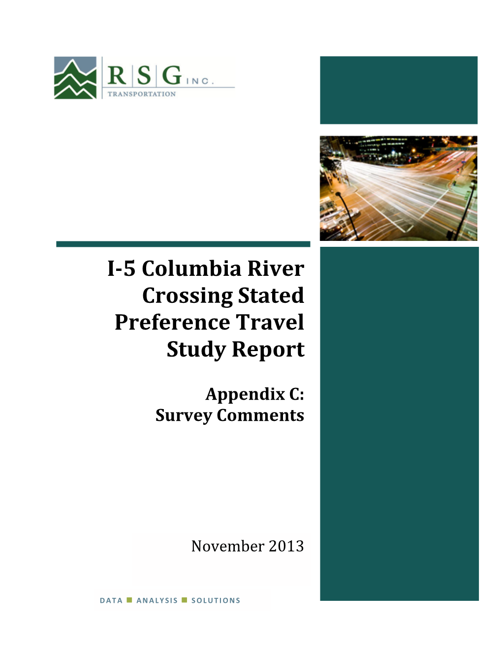 I-5 Columbia River Crossing Stated Preference Travel Study Report