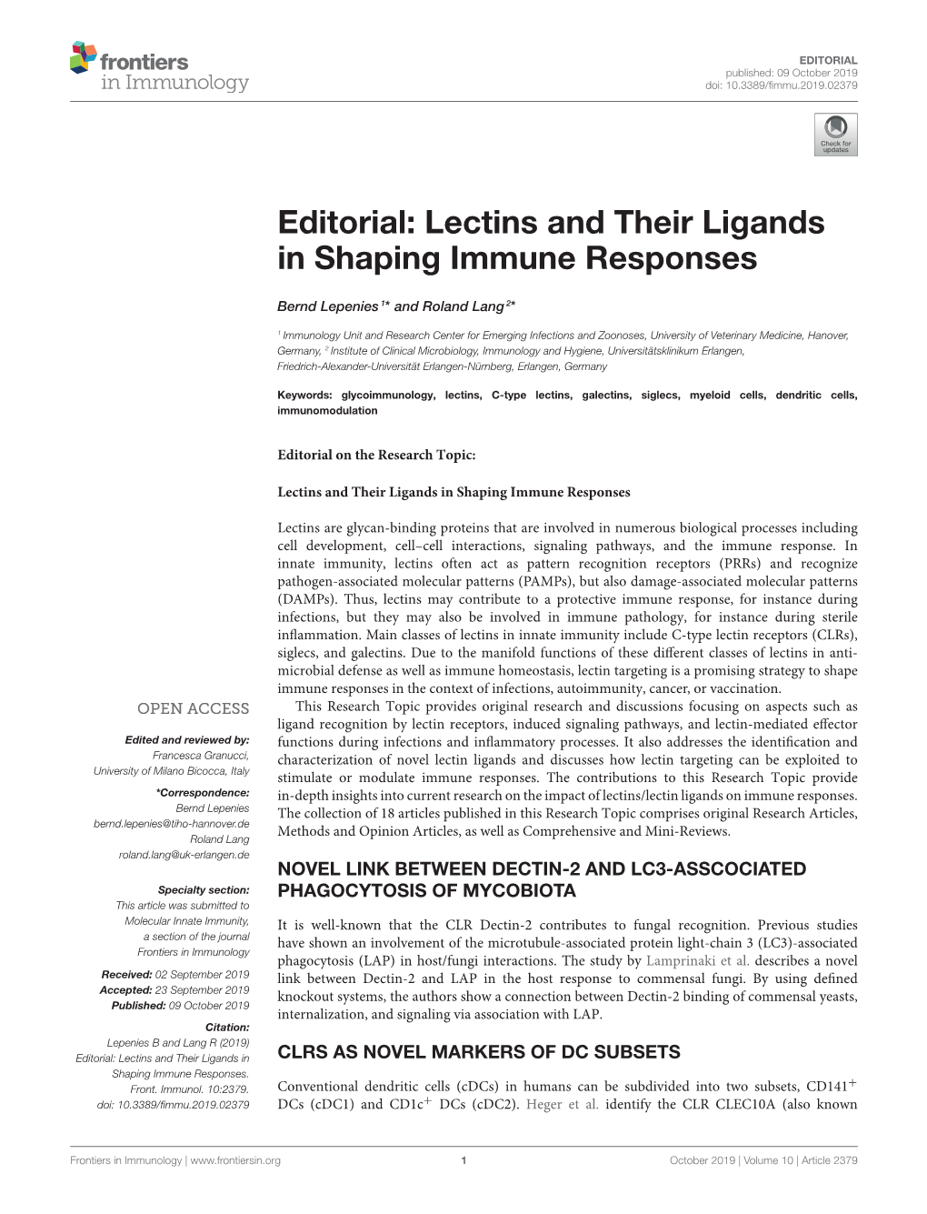 Lectins and Their Ligands in Shaping Immune Responses