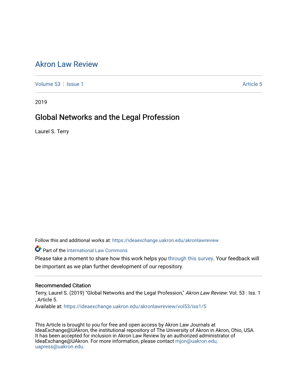 Global Networks and the Legal Profession