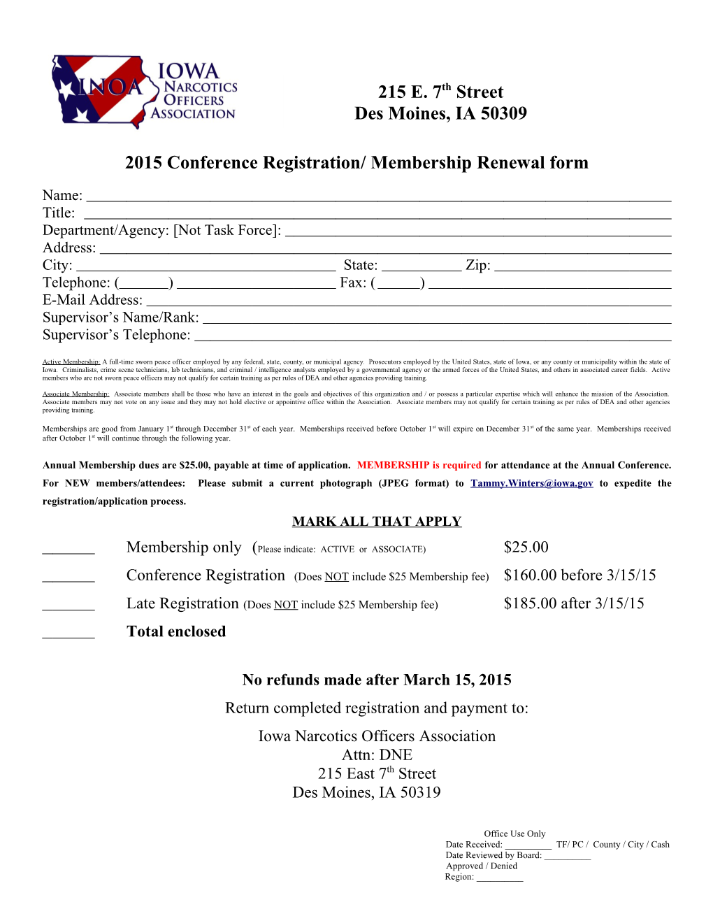 2015 Conference Registration/ Membership Renewal Form